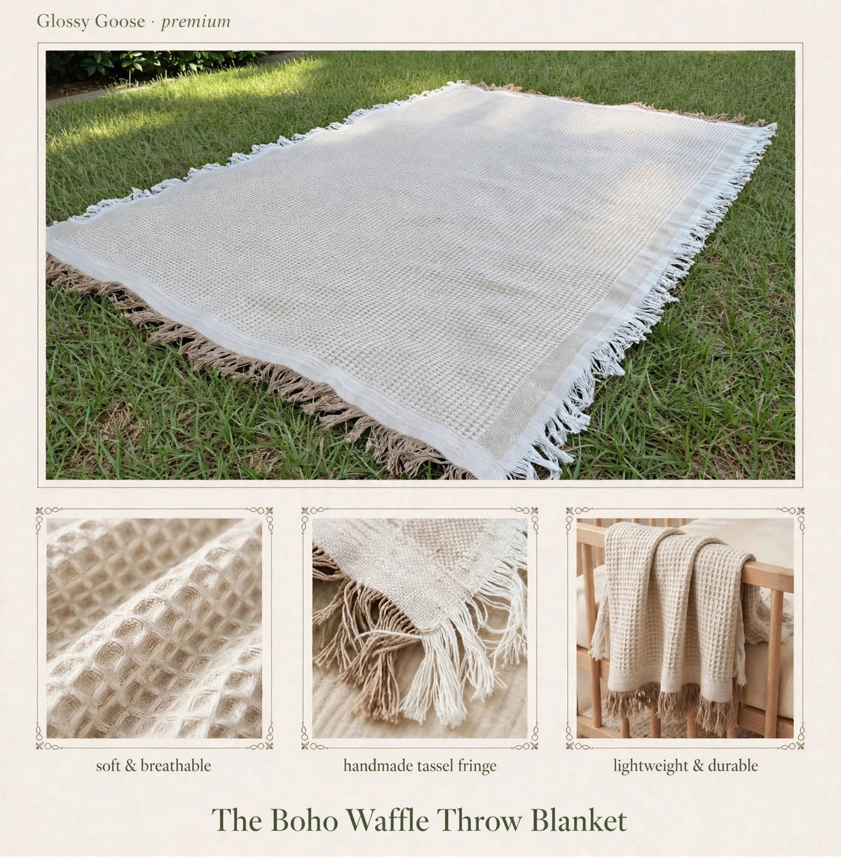 3-in-1 Boho Waffle Cover & Throw