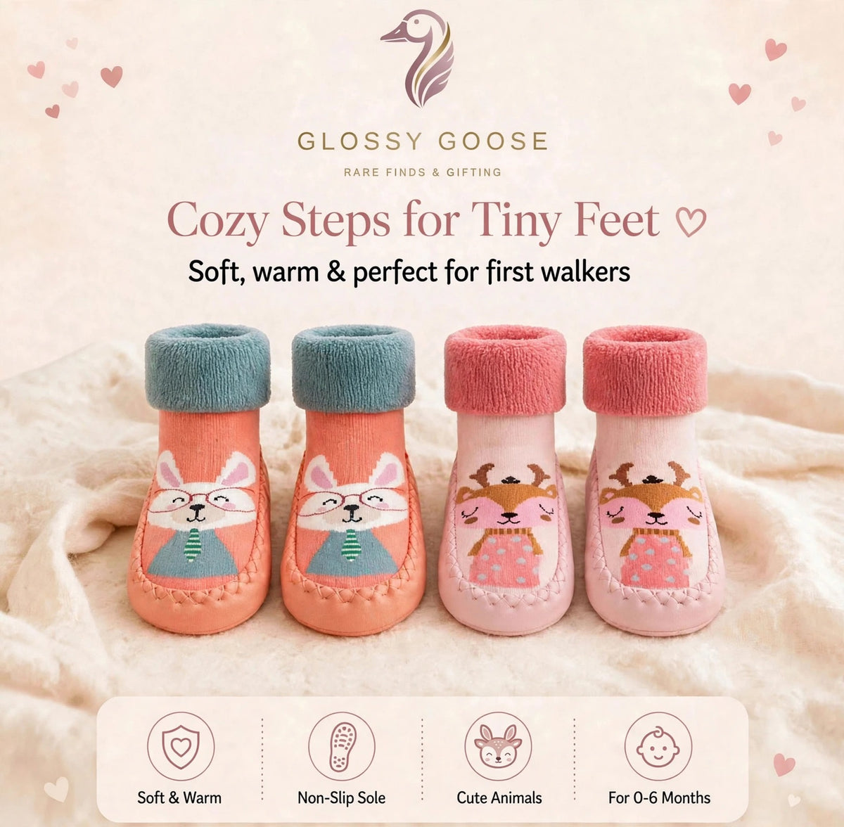 First-Wander Fleece Booties (0-6 Months) Foot Length: 10.5 cm