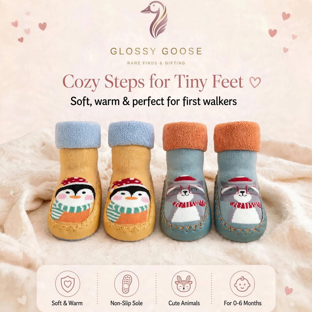 First-Wander Fleece Booties (0-6 Months) Foot Length: 10.5 cm