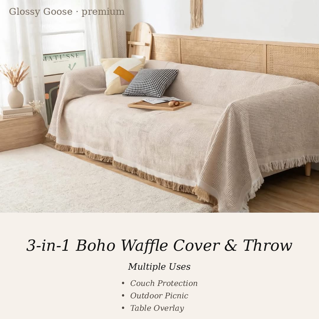 3-in-1 Boho Waffle Cover & Throw