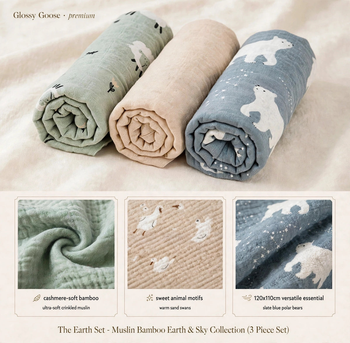 The Muslin Bamboo Earth & Sky Collection (3 Piece set)