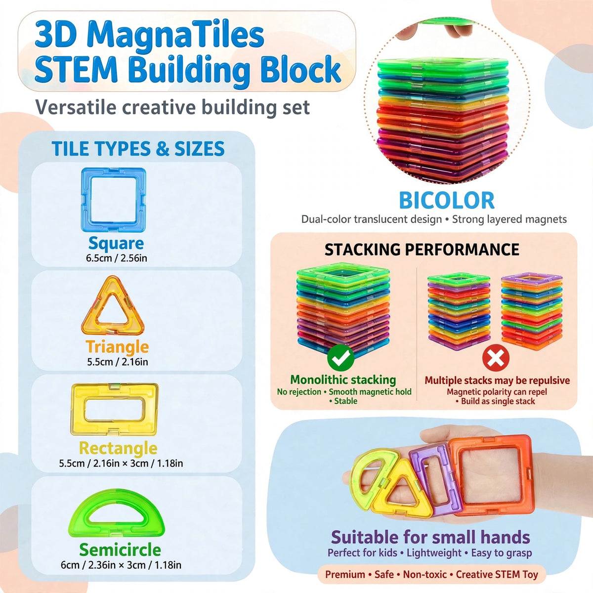 MagnaTiles™ - 68 Piece Best Magnetic Building Set