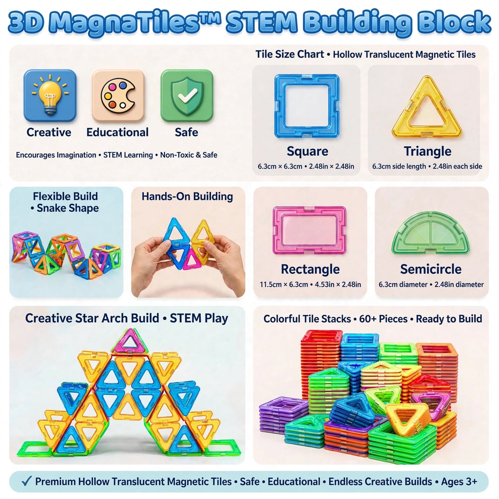 MagnaTiles™ - 68 Piece Best Magnetic Building Set