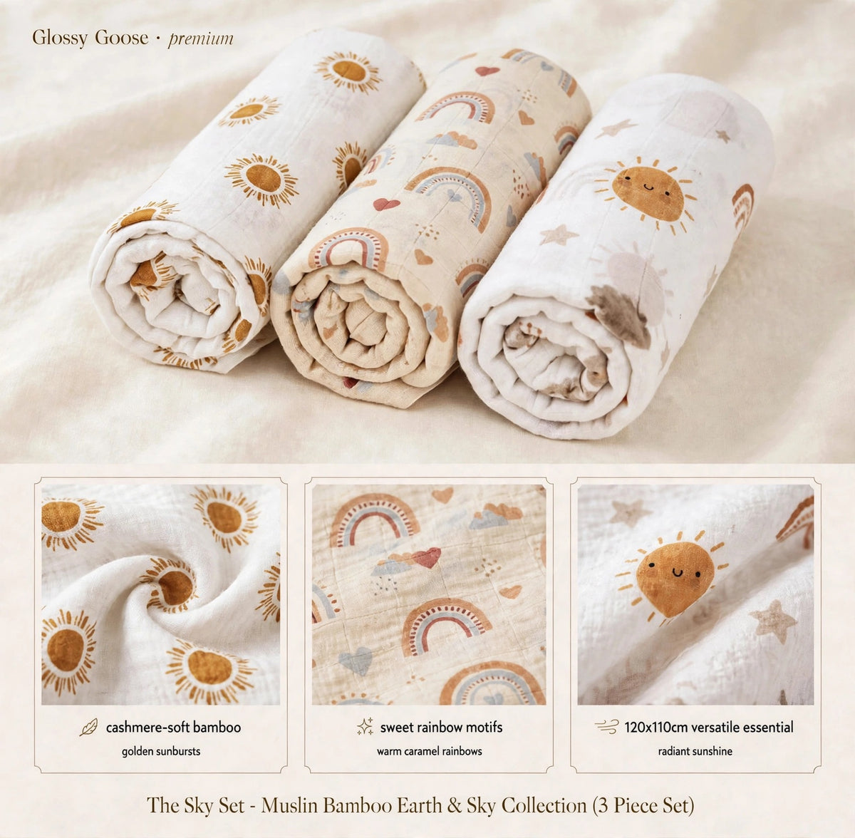 The Muslin Bamboo Earth & Sky Collection (3 Piece set)