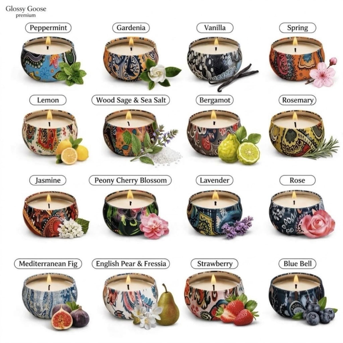 The Gypsy Soul Tin Candle Set (16 Scents)
