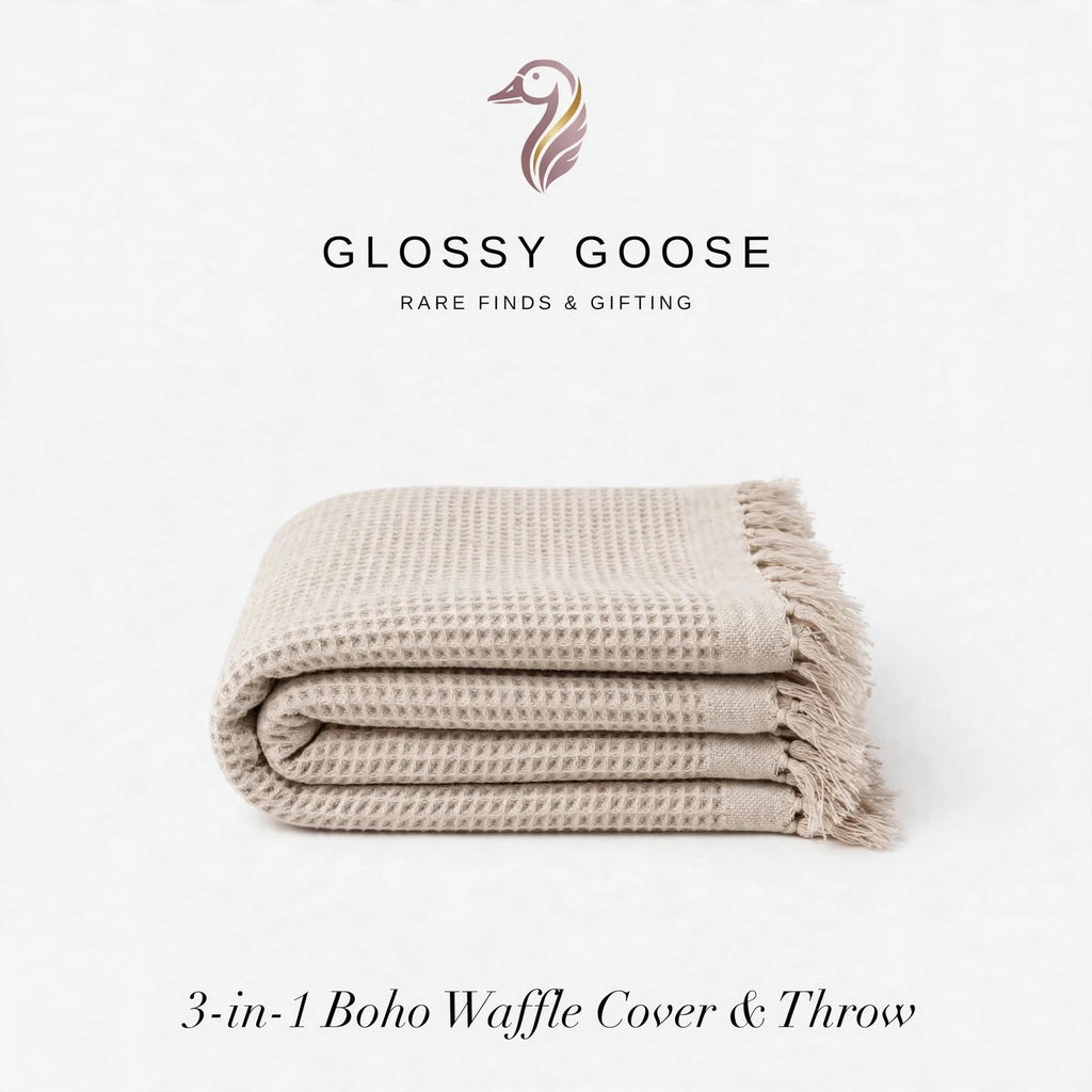 3-in-1 Boho Waffle Cover & Throw